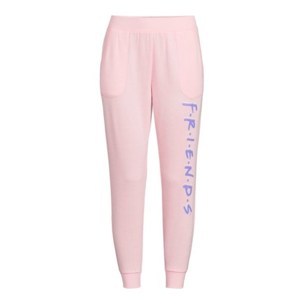 Women's Pink Friends Jogger Pajama Pants Large 12/14 New